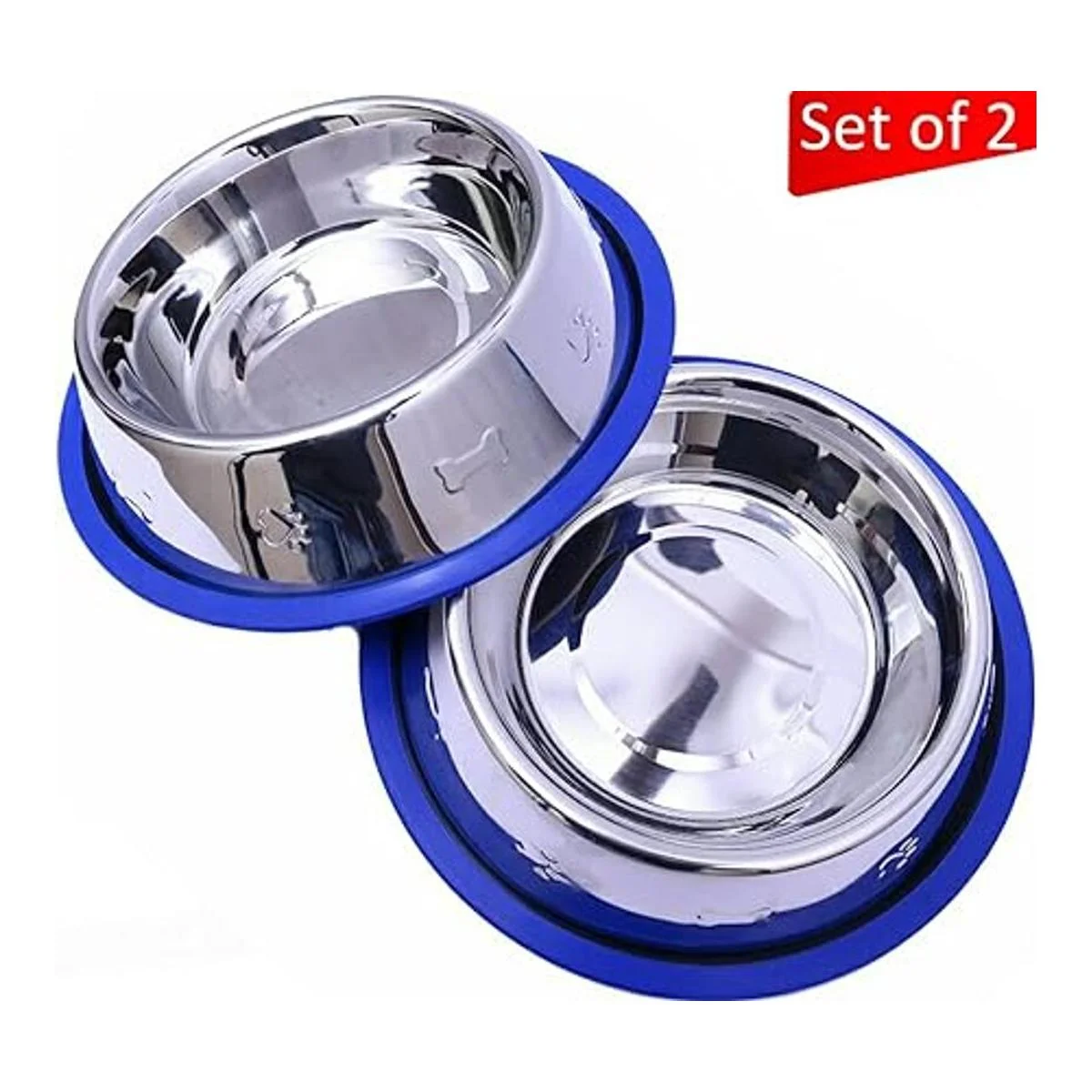 Juego de 2 tazones para perro de acero inoxidable grabados