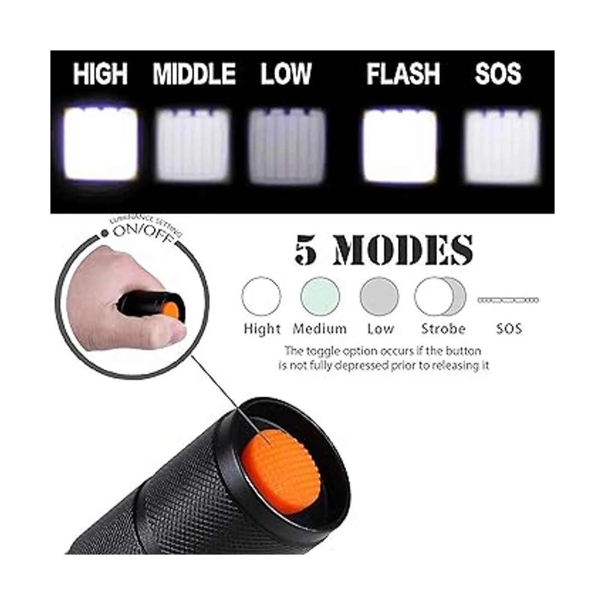 2 unidades linternas tácticas grado militar resistentes al