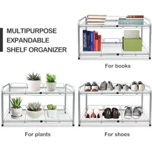 Surpahs Organizador de estante expansible de 2 estantes