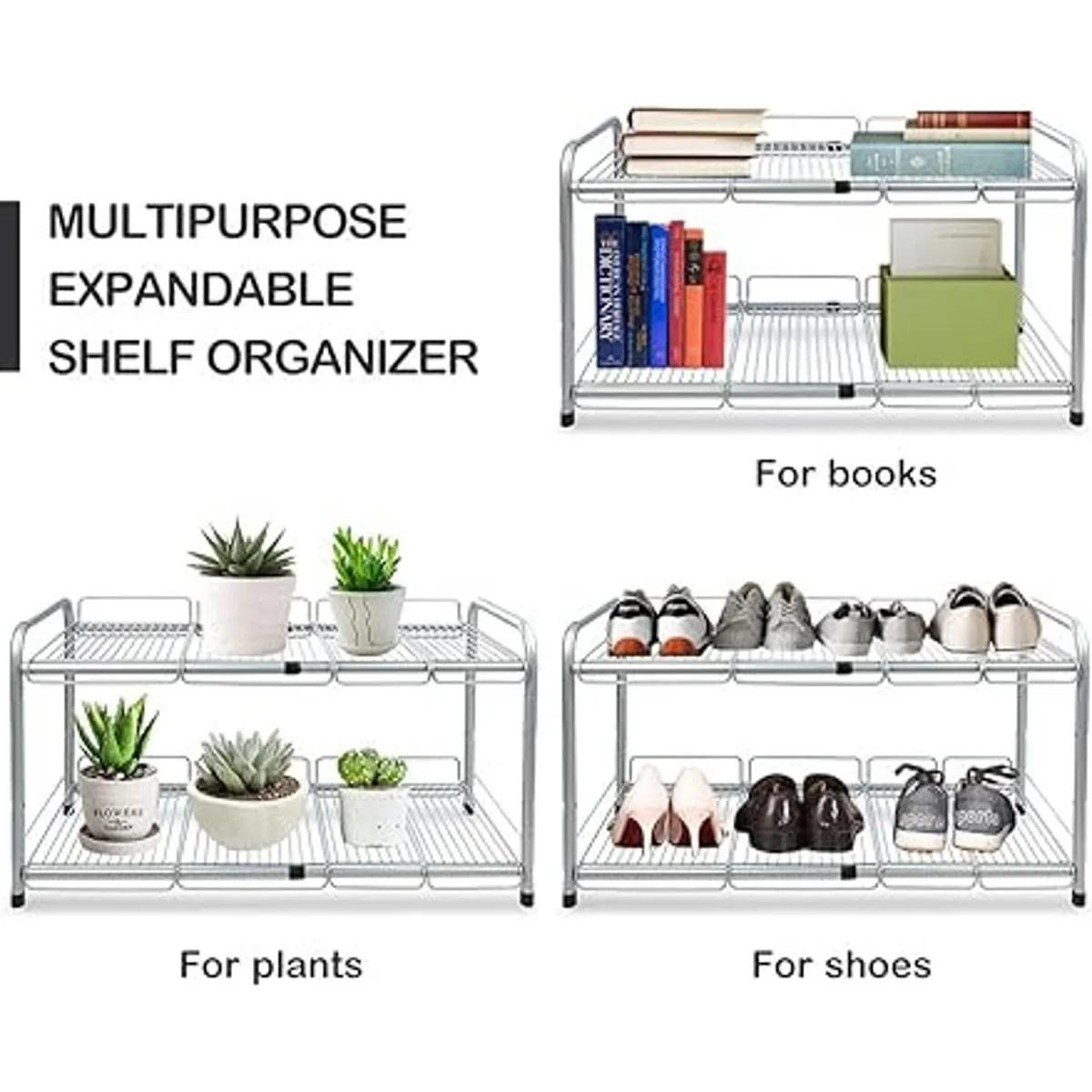 Surpahs Organizador de estante expansible de 2 estantes
