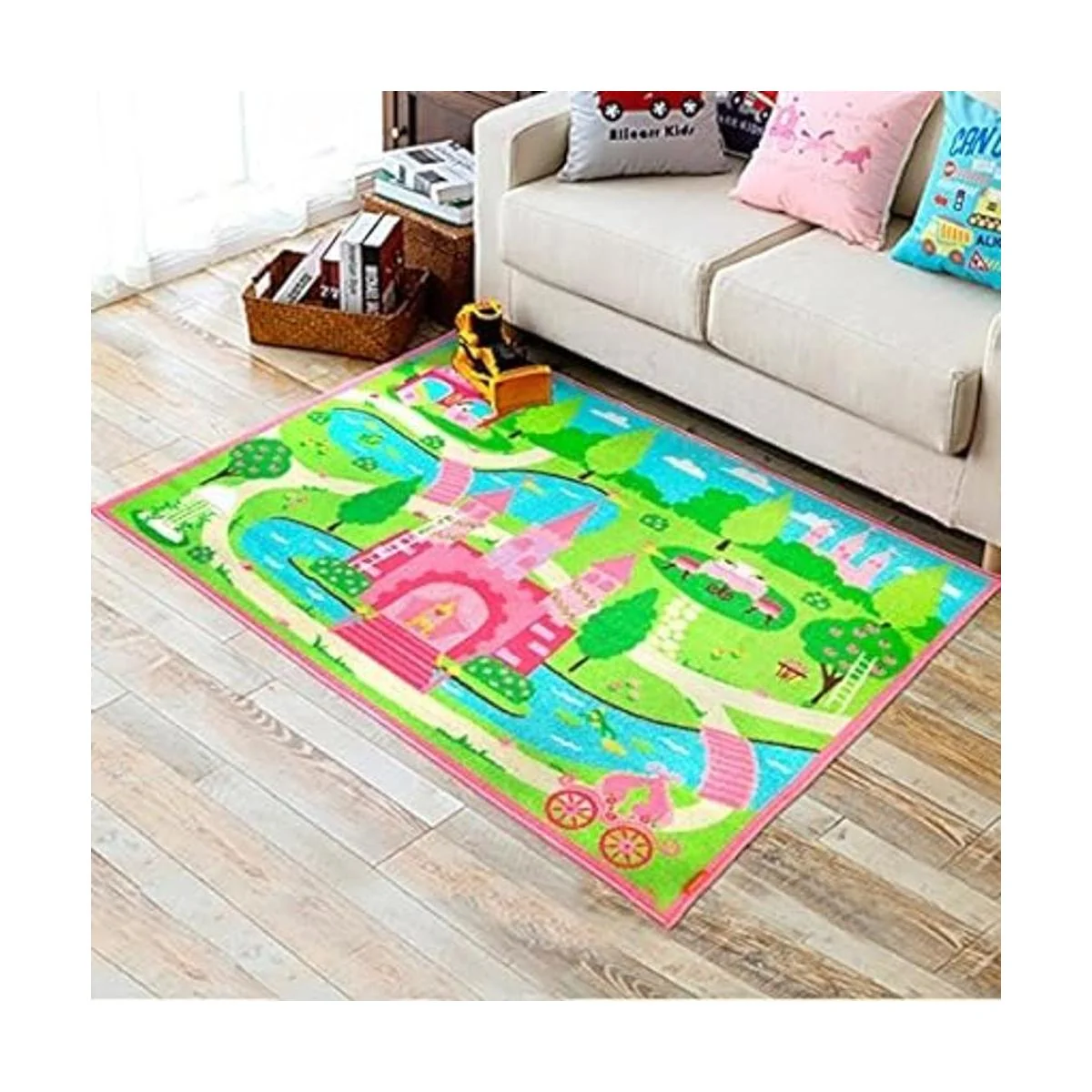 HUAHOO Alfombra rosa para dormitorio de niñas diseño de_2