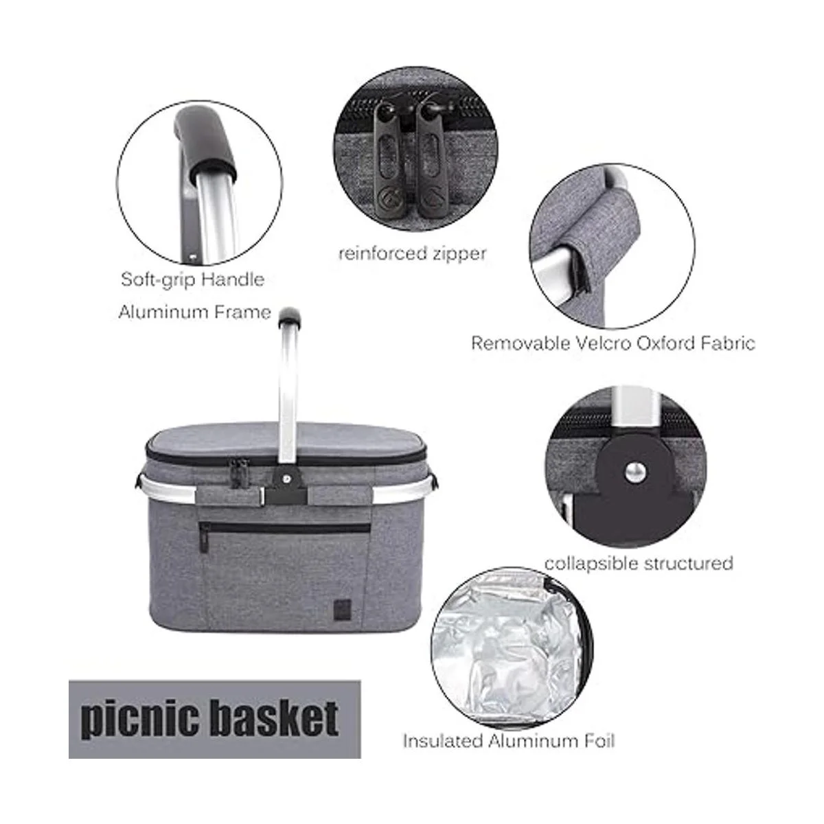 Nevera portátil AllCamp tipo cesta de picnic plegable con_3