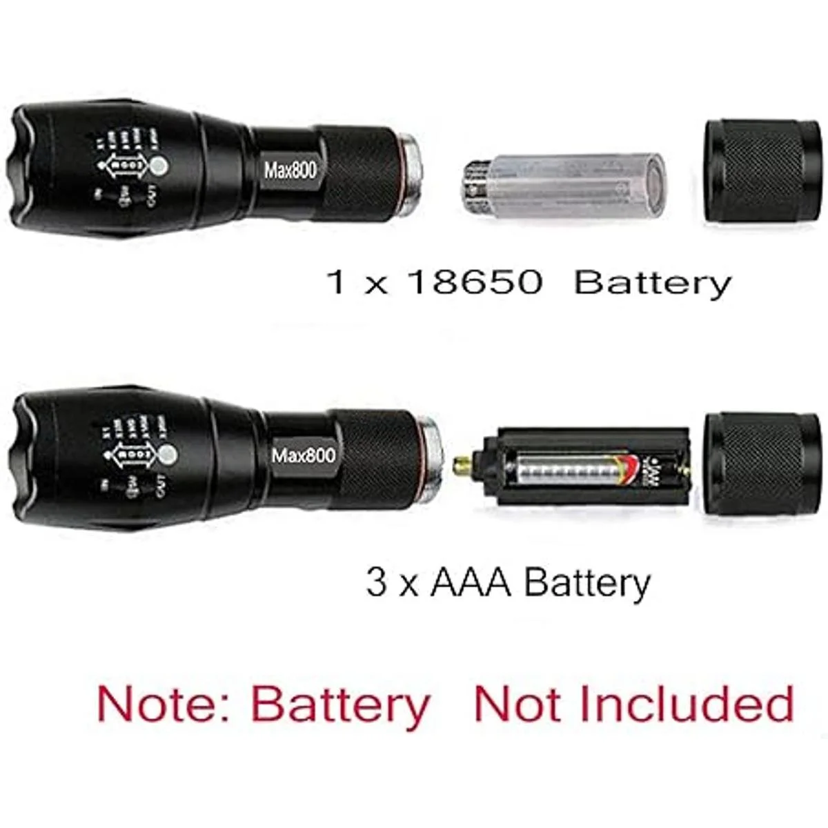 2 unidades linternas tácticas grado militar resistentes al