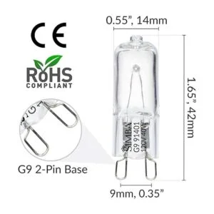 Simba Lighting Bombilla halógena G9 T4 de 40 W JCD BiPin_2