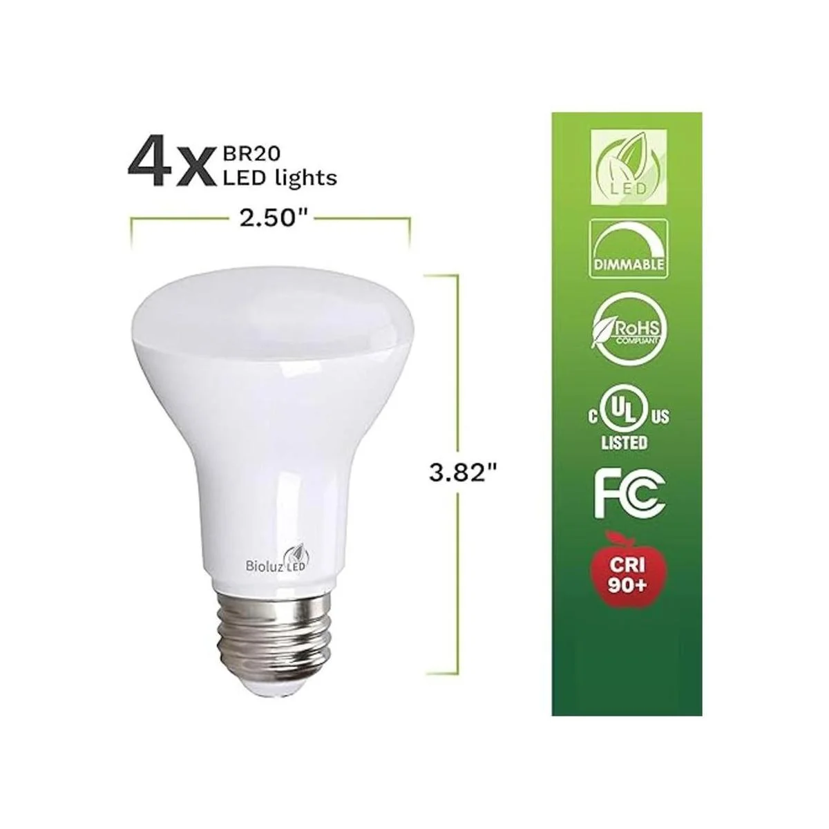 Bioluz Paquete de 4 bombillas LED BR20 LED de 3000 K_2