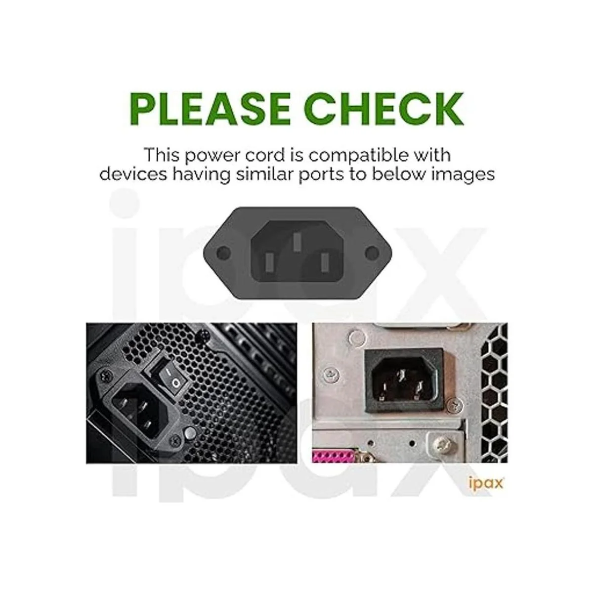 Ipax Cable de alimentación de CA blanco extra largo de 15_2