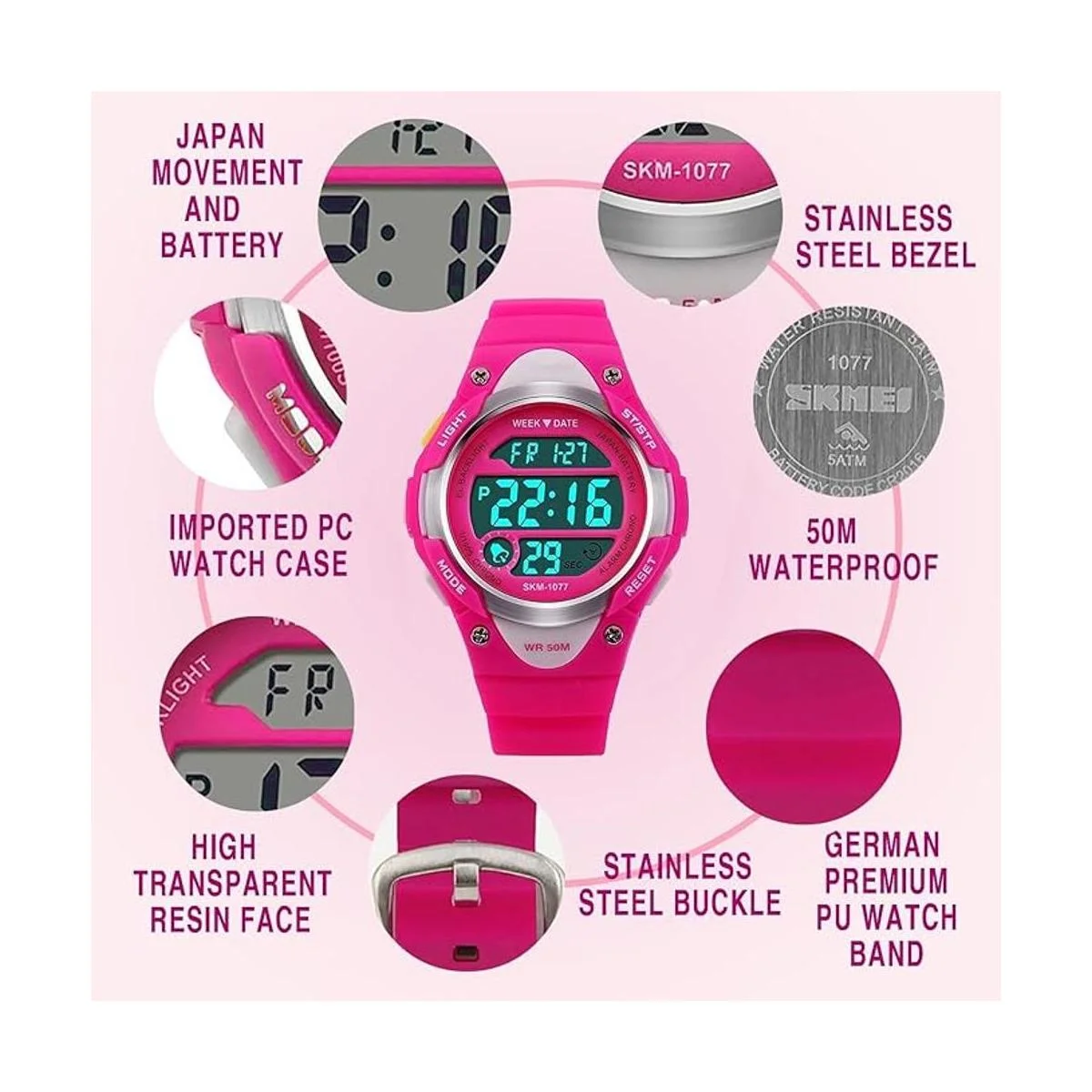 Reloj digital deportivo para niños y niñas resistente al_2