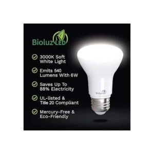 Bioluz Paquete de 4 bombillas LED BR20 LED de 3000 K_3