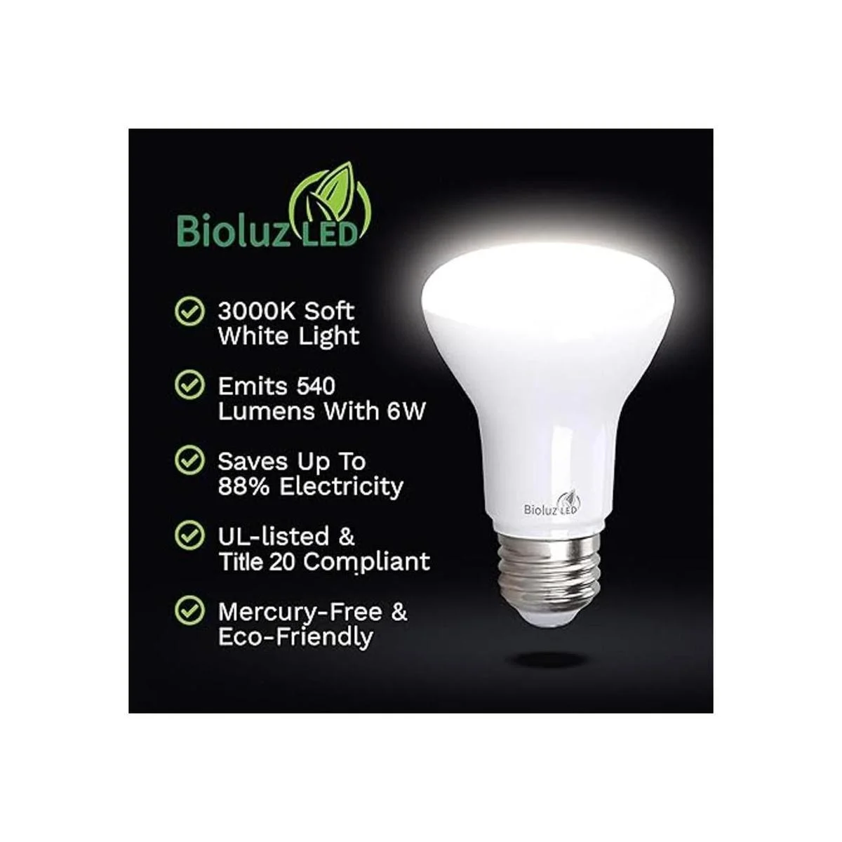 Bioluz Paquete de 4 bombillas LED BR20 LED de 3000 K_3