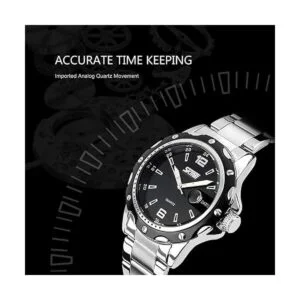 Reloj analógico de cuarzo para hombre correa de acero_3