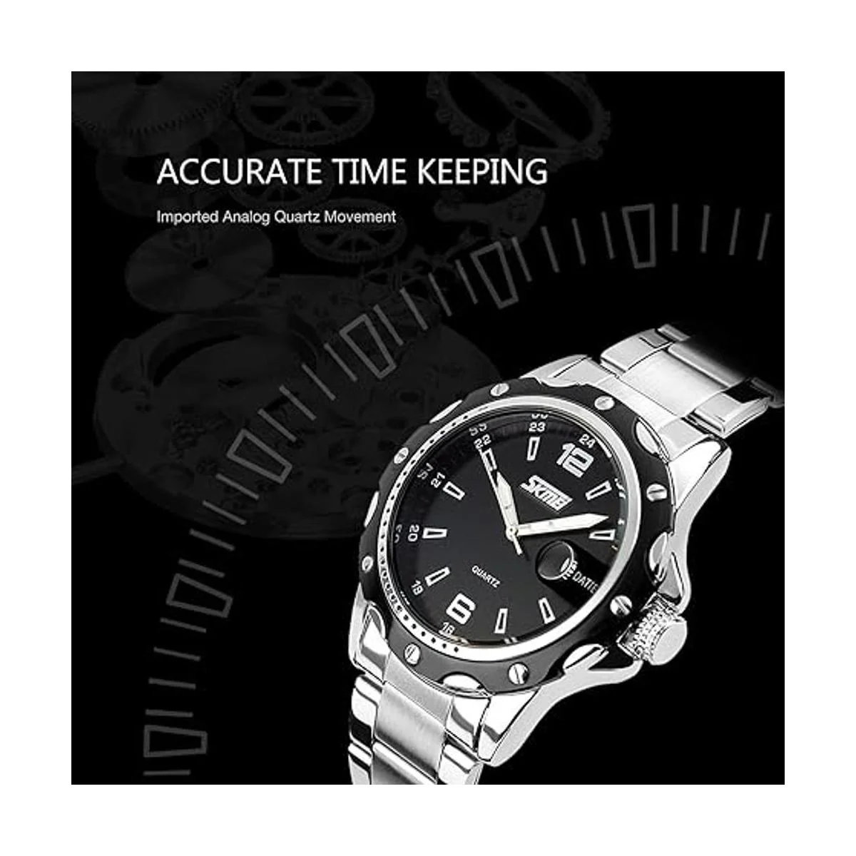 Reloj analógico de cuarzo para hombre correa de acero_3