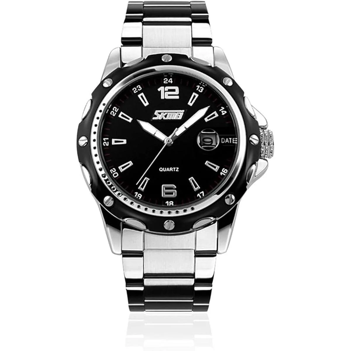 Reloj analógico de cuarzo para hombre correa de acero_1