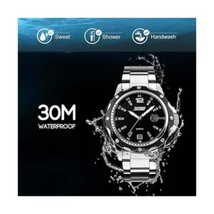 Reloj analógico de cuarzo para hombre correa de acero_5