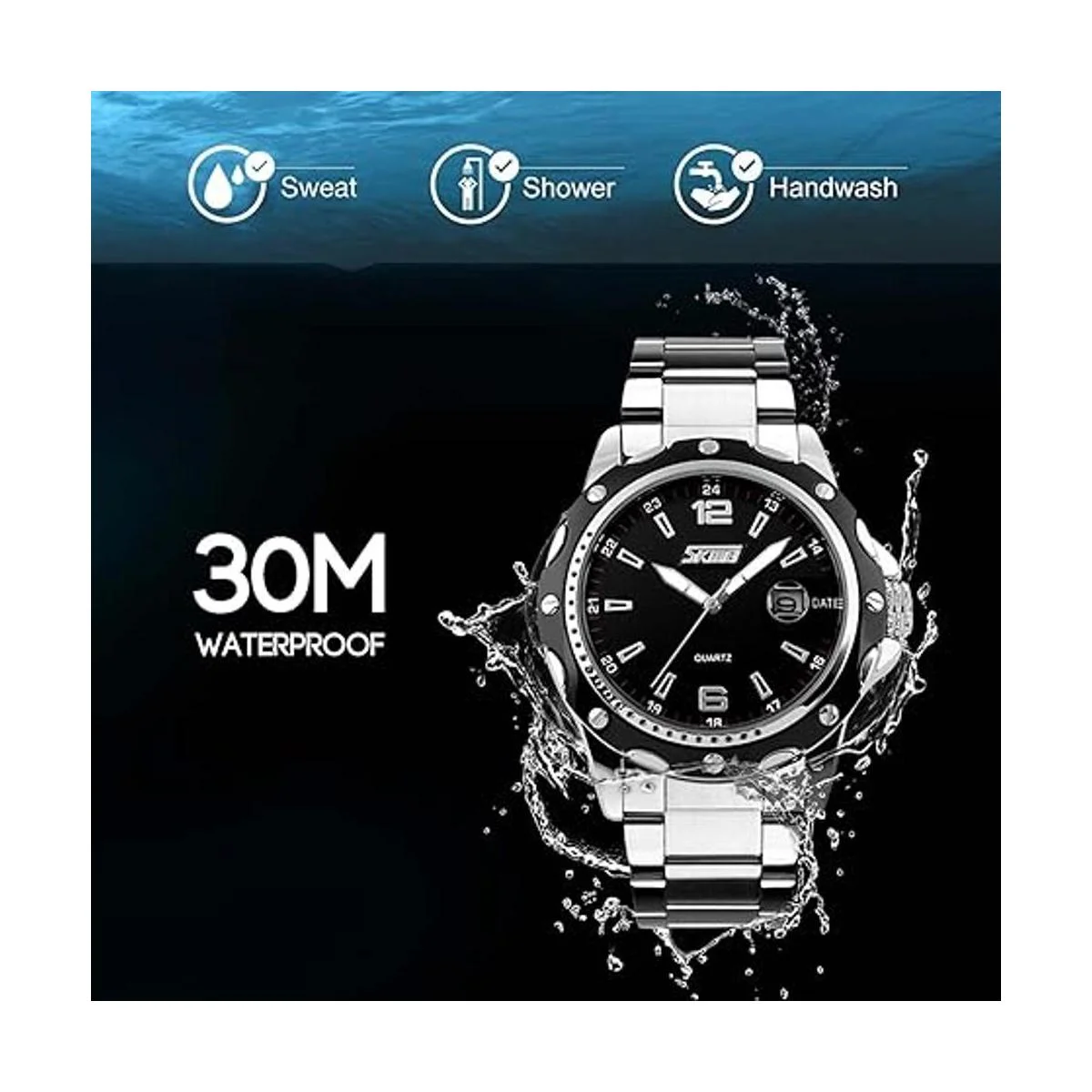 Reloj analógico de cuarzo para hombre correa de acero_5