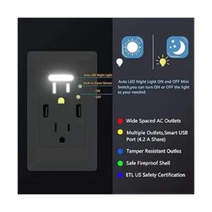 GreenCycle Toma de corriente USB con luz nocturna toma_2