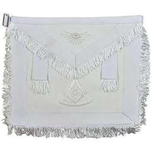 Delantal Masónico con flecos Past Master con G Blanco_1