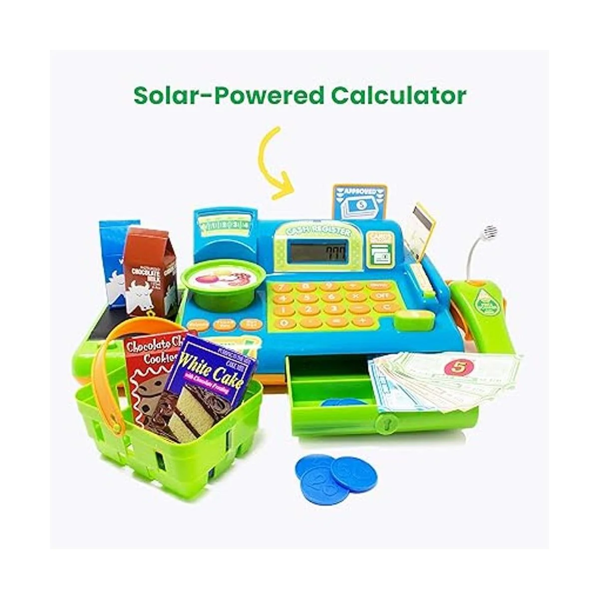 Boley Juguete azul de caja registradora de simulaciones_2