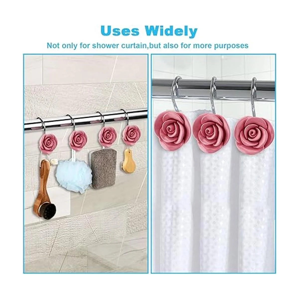 AGPTEK Ganchos para cortina de ducha 12 ganchos de resina_3