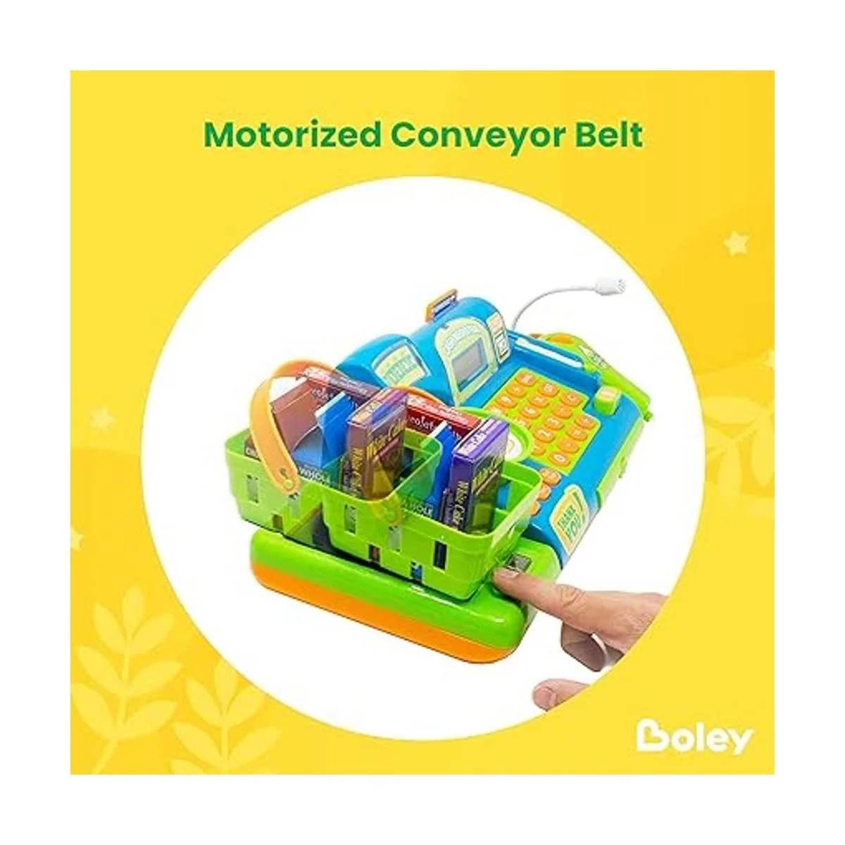 Boley Juguete azul de caja registradora de simulaciones_3