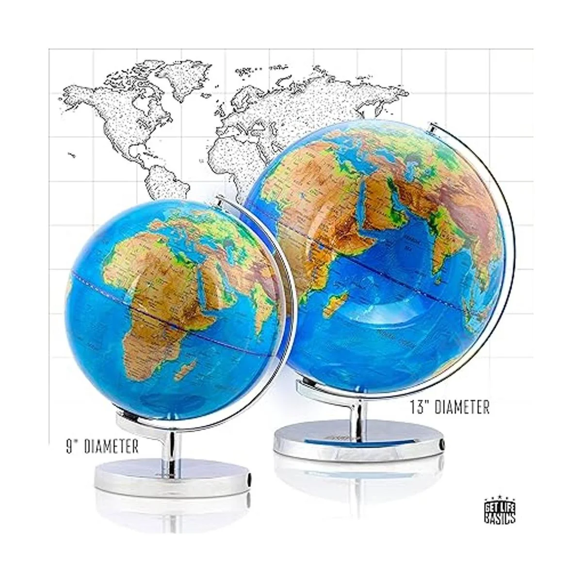 GetLifeBasics globo terráqueo iluminado de 13 pulgadas_3