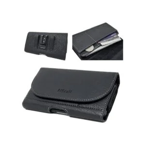 AIScell Funda tipo cartera de piel negra con clip para_1