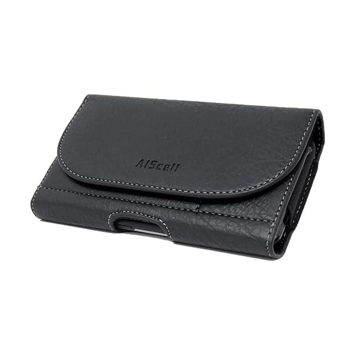 AIScell Funda tipo cartera de piel negra con clip para_5