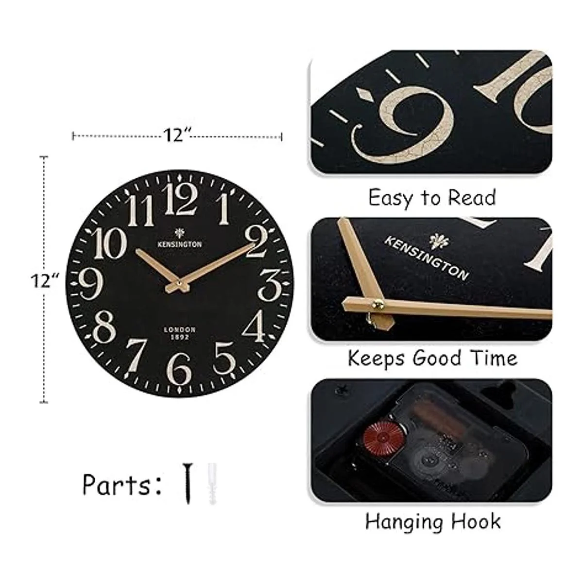 Nikky Home Reloj de pared redondo silencioso de cuarzo_5