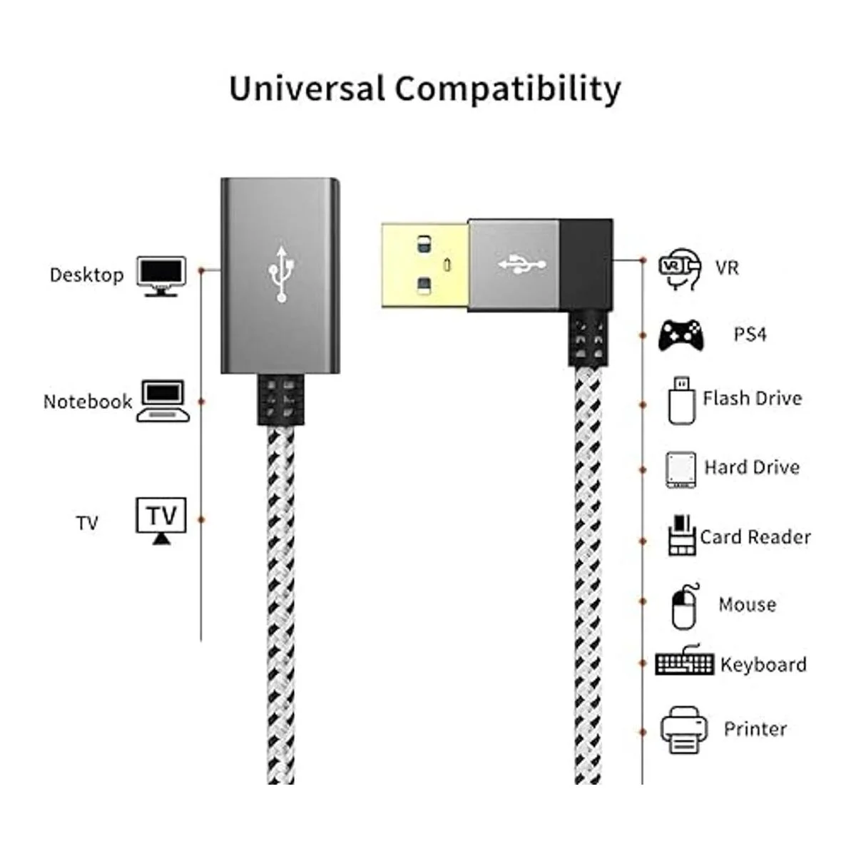 Cable de extensión USB 3.0 de 1 pie cable extensor USB_4