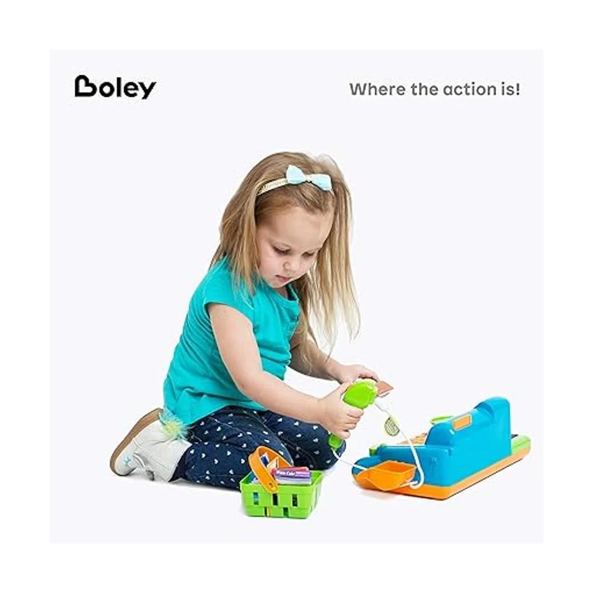 Boley Juguete azul de caja registradora de simulaciones_6