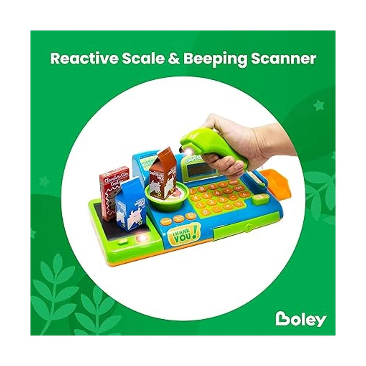 Boley Juguete azul de caja registradora de simulaciones_4