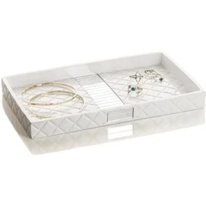 Bandeja de tocador acolchada con espejo organizador de