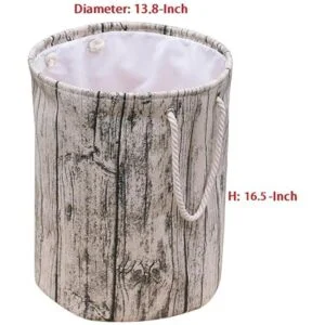 Elegante cesta de lavandería cilíndrica estilo árbol_2