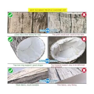 Elegante cesta de lavandería cilíndrica estilo árbol_6