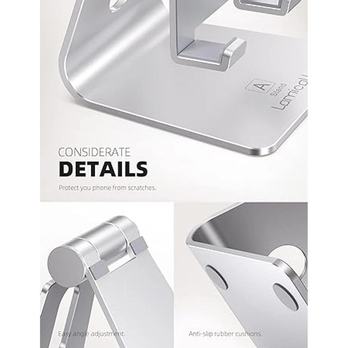 Lamicall Soporte de teléfono universal ajustable. Plateado_6