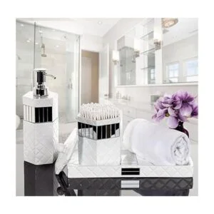 Bandeja de tocador acolchada con espejo organizador de