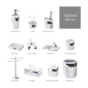 Bandeja de tocador acolchada con espejo organizador de