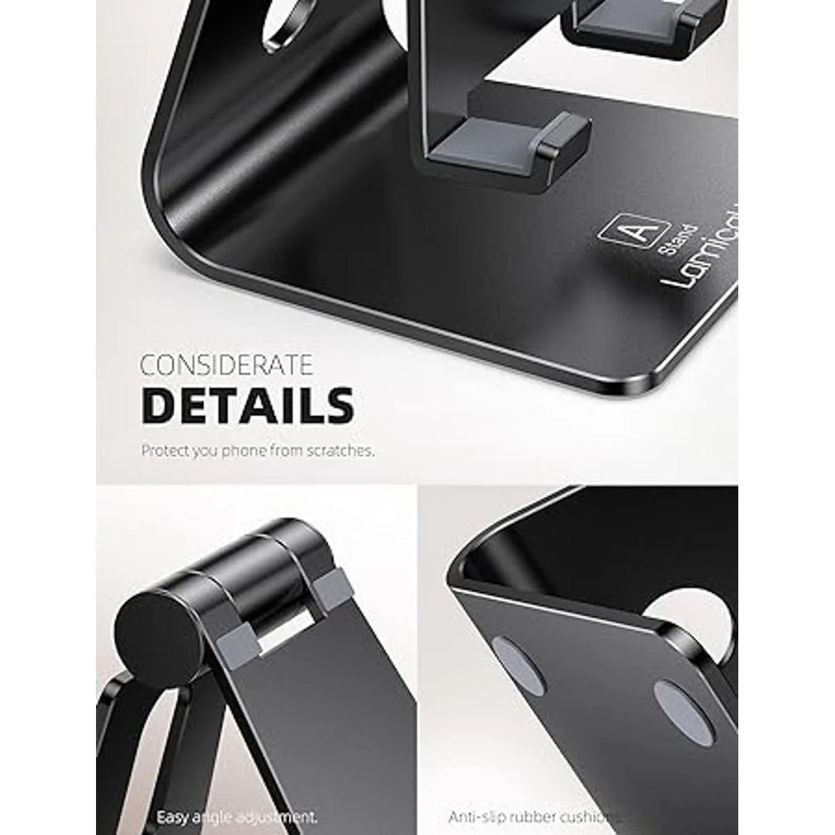 Lamicall Soporte de teléfono universal ajustable. Negro_2