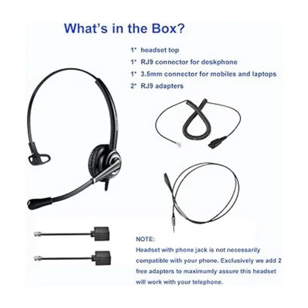 Auriculares de teléfono con conector RJ9 y conector de_5