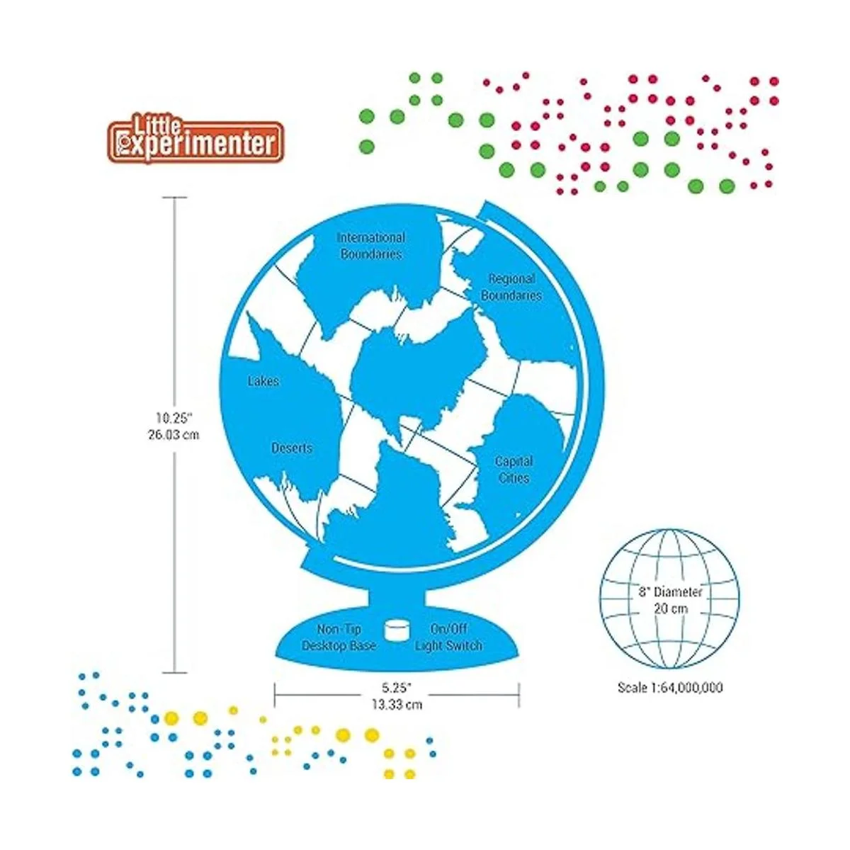 Globo del mundo iluminado para niños con soporte_3