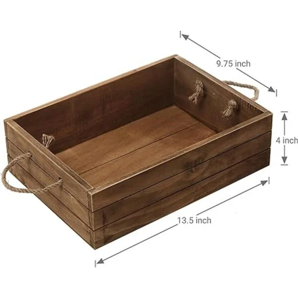 MyGift Cubo de almacenamiento de madera marrón rústico con_5