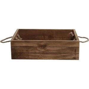 MyGift Cubo de almacenamiento de madera marrón rústico con_2