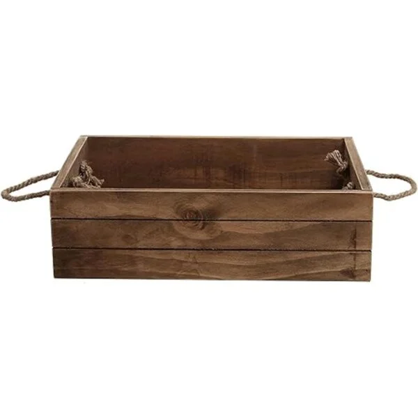 MyGift Cubo de almacenamiento de madera marrón rústico con_2