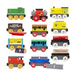 Orbrium Juguetes 12 20 piezas autos de tren de madera_2