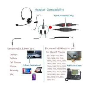 Auriculares de teléfono con conector RJ9 para teléfono_4