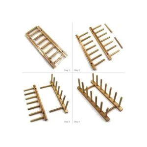 Rejilla de secado con soporte de bambú para organizar_3