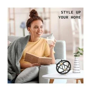 Esfera de hierro negra y dorada 7 pulgadas escultura de_2