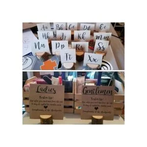 Soporte rústico de madera para números de mesa soporte_5