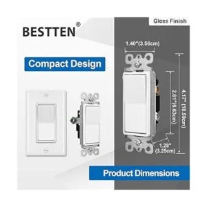 BESTTEN Interruptor de luz de pared con placa de pared
