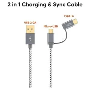 Cable USB C 2 en 1 de 0.8 pies CableCreation trenzado_2