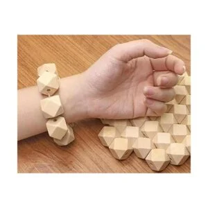 Penta Angel 100 cuentas de madera geométrica facetada sin